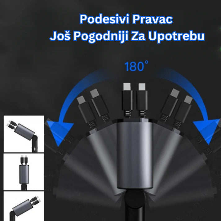 4 U 1 SUPER BRZI PUNJAČ ZA AUTO SA PODESIVIM KABLOVIMA