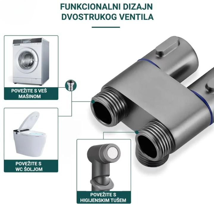 HIGIJENSKI TUŠ + VENTIL SA DVOSTRUKIM IZLAZOM
